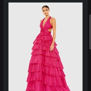 Mac Duggal Pink Chiffon Layered Cut Out Ballgown - size 12